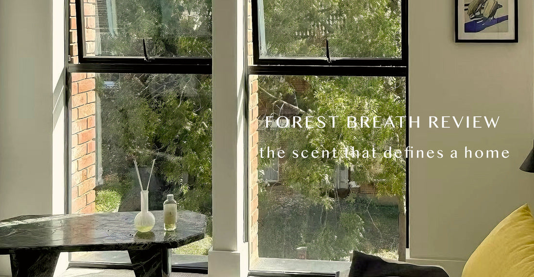 Airy Forest Breath reed diffuser in a luxury study with Ligne Roset furniture, showcasing a natural, perfume-grade home fragrance designed for high-end interior styling and architectural atmosphere.